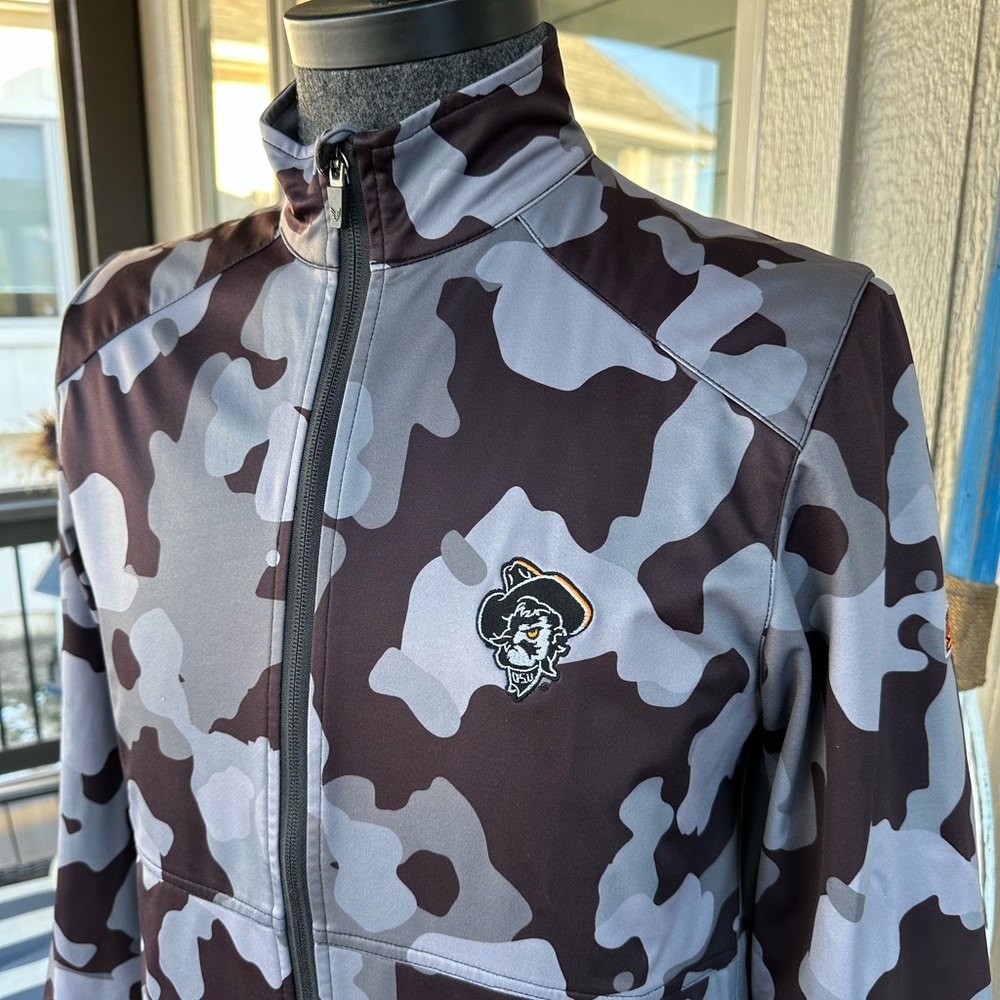 FENNEC Golf ⛳️ Men’s Gray Camo ‘OSU Cowboys’ Full Zip Performance Jacket - Sz S